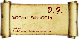 Décsi Fabióla névjegykártya